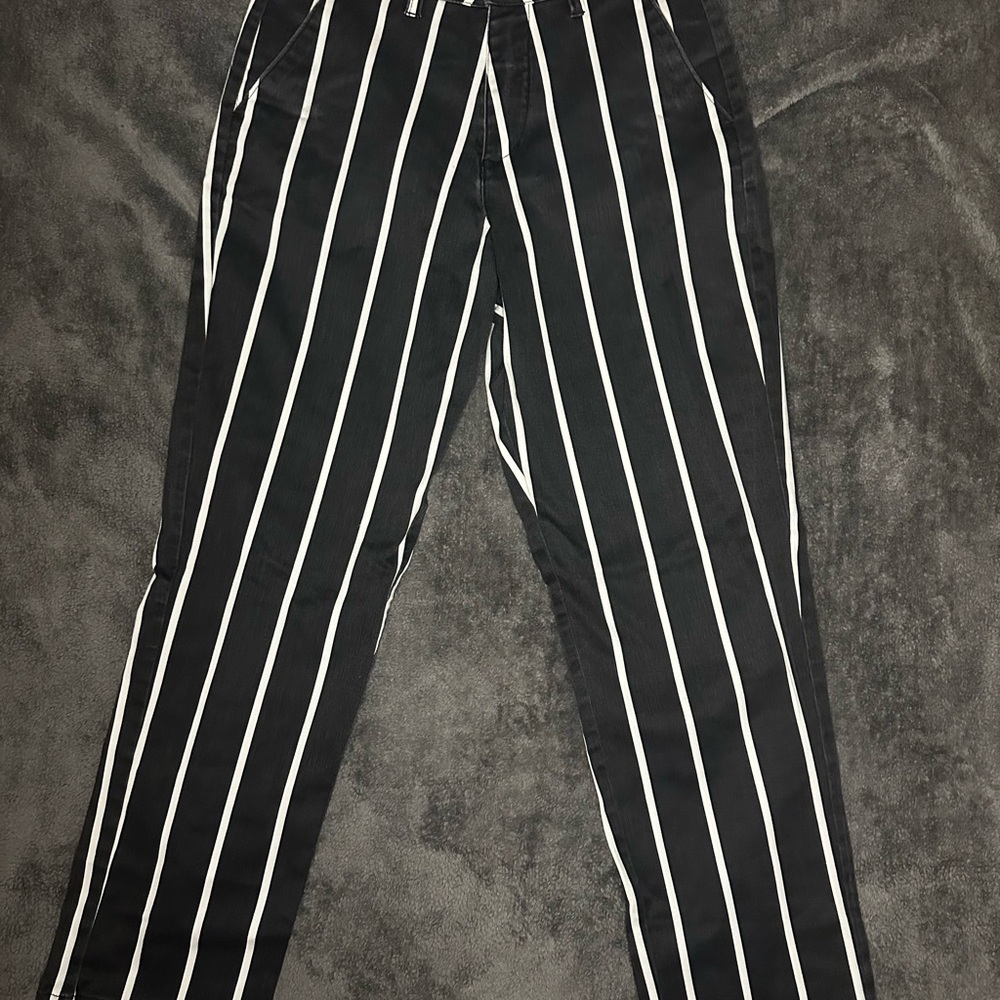 Volcom Women's Black and White Striped Cropped Pants